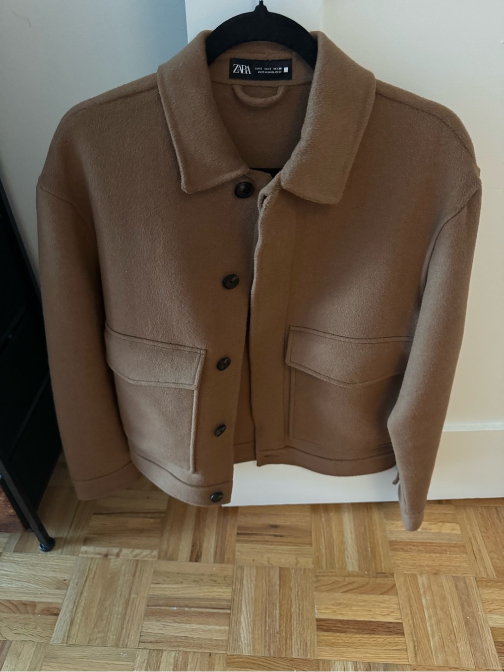 Zara Brown Wool-Blend Bomber Jacket